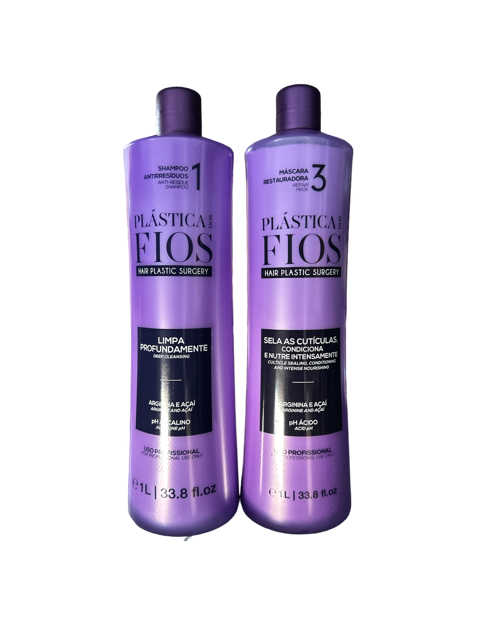 Cadiveu Plastica Dos Fios Hair Restoration Kit Nourish & Smooth For Damaged Hair 34fl 0z 1000ml - Keratinbeauty