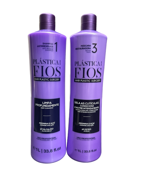 Plastica Dos Fios Hair Restoration Kit Intensive Care for Silky, Revitalized Hair 34fl 0z 1000ml - Keratinbeauty